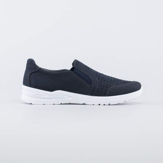 632337-21 Кожаные слипоны для мальчика для мальчики синий фото №2