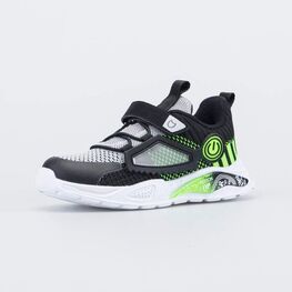 344419-13 Текстильные кроссовки на липучке для мальчики черный + салатовый