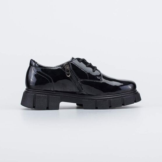 532314-21 Лаковые полуботинки для школы для девочки черный фото №2