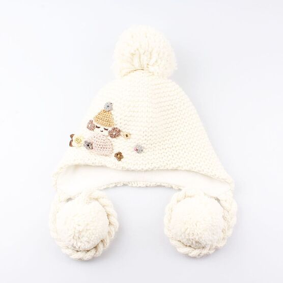 07811224-40 Шапка для девочки, белый для девочки серый