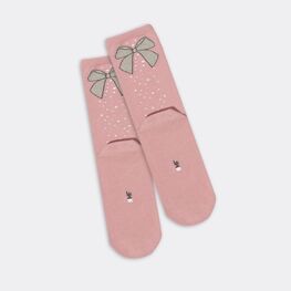 07842510-40 Высокие хлопковые носки Банты для девочки розовый