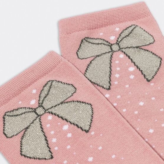 07842510-40 Высокие хлопковые носки Банты для девочки розовый фото №2