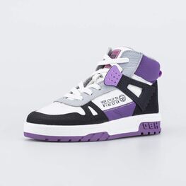 552343-32 Утепленные кожаные ботинки для девочки для девочки сиреневый + серый