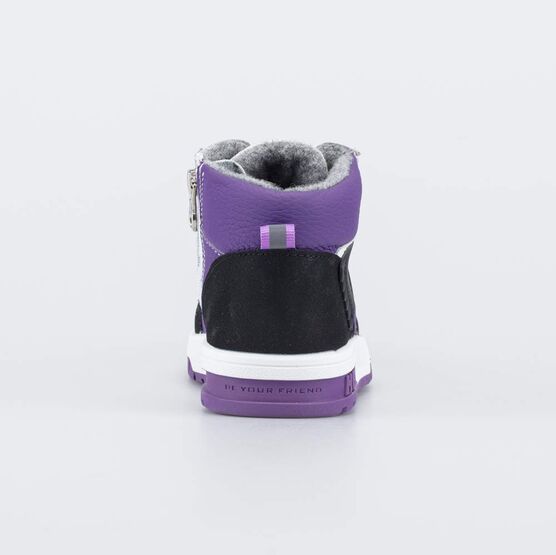 552343-32 Утепленные кожаные ботинки для девочки для девочки сиреневый + серый фото №5