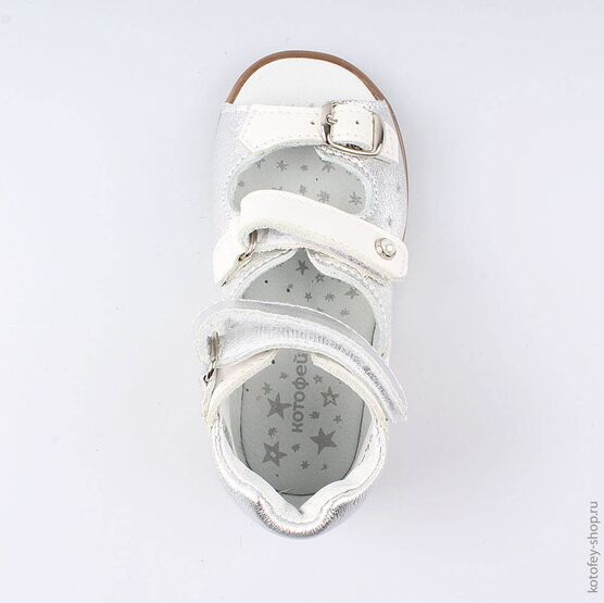 122128-21 Босоножки для девочки срб-бел фото №4