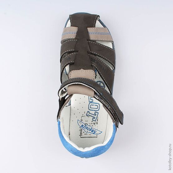 522112-21 Сандалии на липучке для мальчики серый фото №4