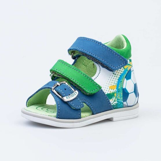 022127-21 Сандалии кожаные для мальчика для мальчики син-зел
