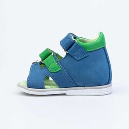 022127-21 Сандалии кожаные для мальчика для мальчики син-зел фото №2