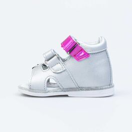 022131-21 Босоножки для девочки кожаные для девочки серебристый фото №2