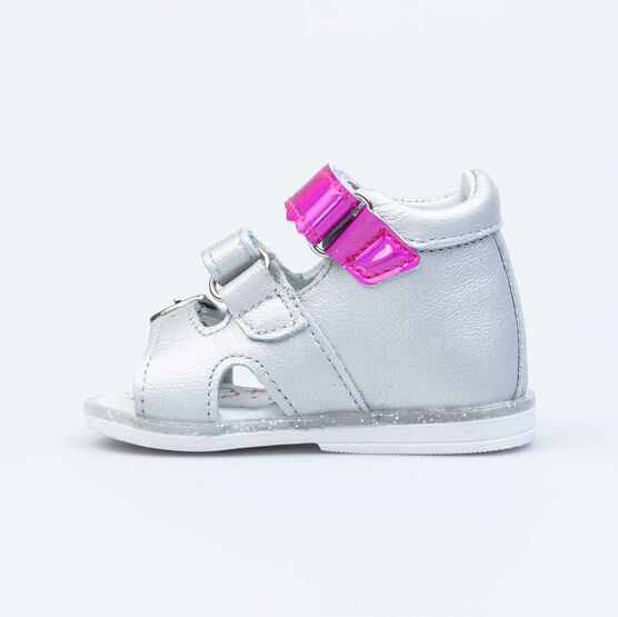 022131-21 Босоножки для девочки кожаные для девочки серебристый фото №2