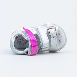 022131-21 Босоножки для девочки кожаные для девочки серебристый фото №4