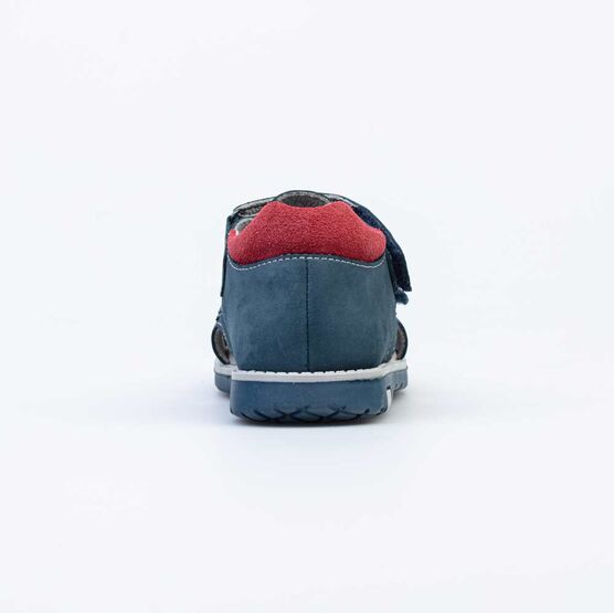 422059-25 Сандалии из натурального нубука для мальчика для мальчики син-кра фото №5