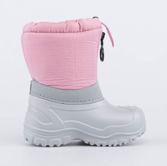 464062-41 Сноубутсы с защитой от снега Супердевочка для девочки серый + розовый фото №2