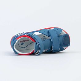 322137-21 Сандалии кожаные для мальчика для мальчики син-бел-кра фото №4