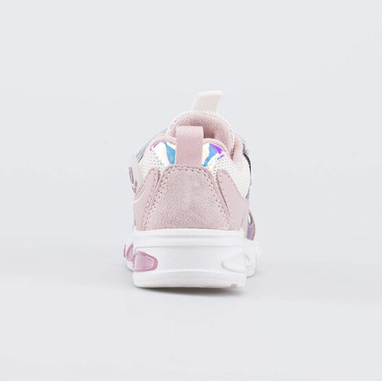 344400-78 Светящиеся кроссовки для девочки для девочки бежевый + розовый фото №5