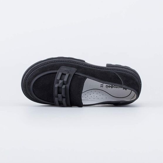 632342-21 Чёрные лоуферы для девочки для девочки черный фото №4