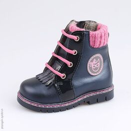 152177-34 Ботинки для девочки син-роз