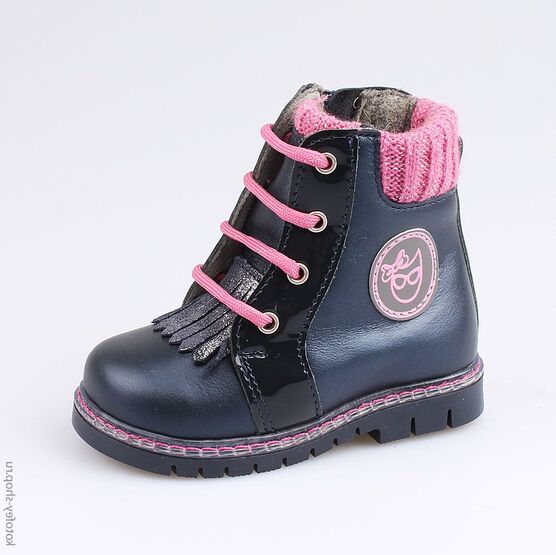 152177-34 Ботинки для девочки син-роз