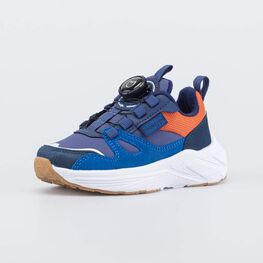 644516-14 Кроссовки с системой быстрой шнуровки для мальчики синий + оранжевый