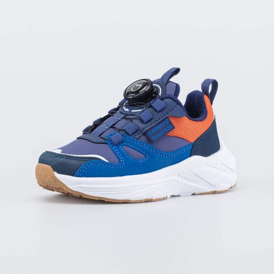 644516-14 Кроссовки с системой быстрой шнуровки для мальчики синий + оранжевый