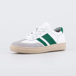 732407-22 Кожаные полуботинки-кеды для мальчика-подростка для мальчики белый + зеленый