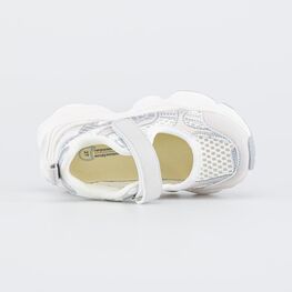 444063-11 Сандалеты для девочки серебристые для девочки бежевый,серебристый фото №4