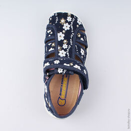 421037-11 Босоножки текстильные для девочки светло-синий фото №4