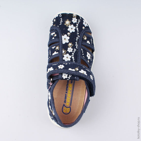 421037-11 Босоножки текстильные для девочки светло-синий фото №4