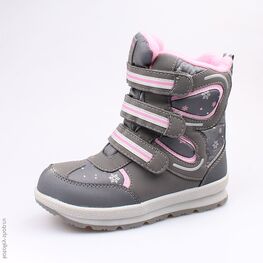 654936-41 Мембранные ботинки для девочки сер-роз