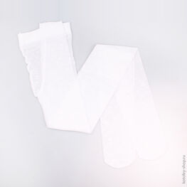 07831162-30 Колготки эластичные с рисунуом цветы белые для девочки белый