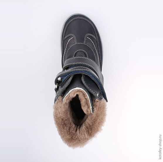 752097-51 Зимние ботинки на липучках для мальчики синий фото №4