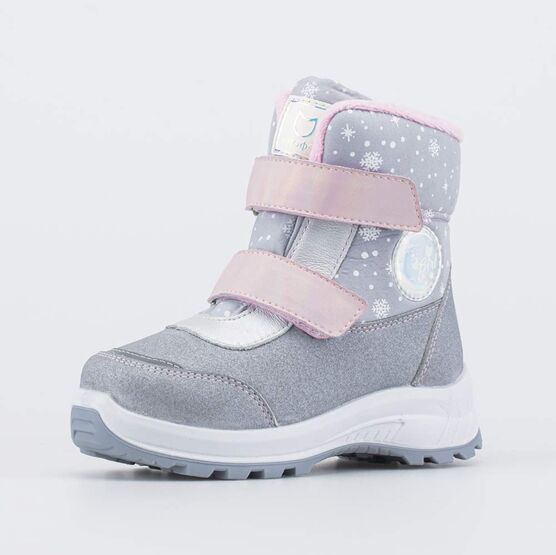 254826-42 Мембранные ботинки на липучках для девочки сер-роз