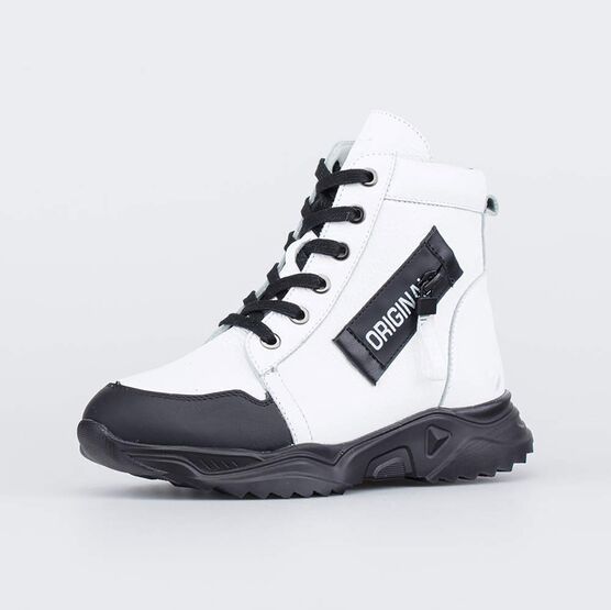 552305-42 Зимние ботинки на молнии белый для девочки белый