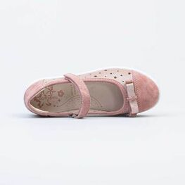 332136-22 Кожаные туфли с ремешком для девочки розовый+золотистый фото №4