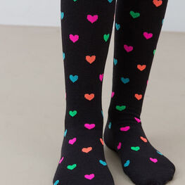 07832454-40 Колготки хлопковые Сердечки черный для девочки черный фото №2