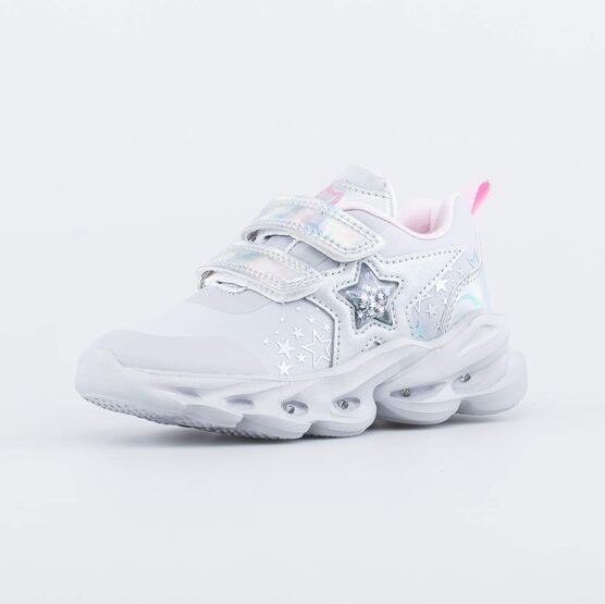 344403-71 Кроссовки из материала SoftShell с LED-подсветкой для девочки серебрист.