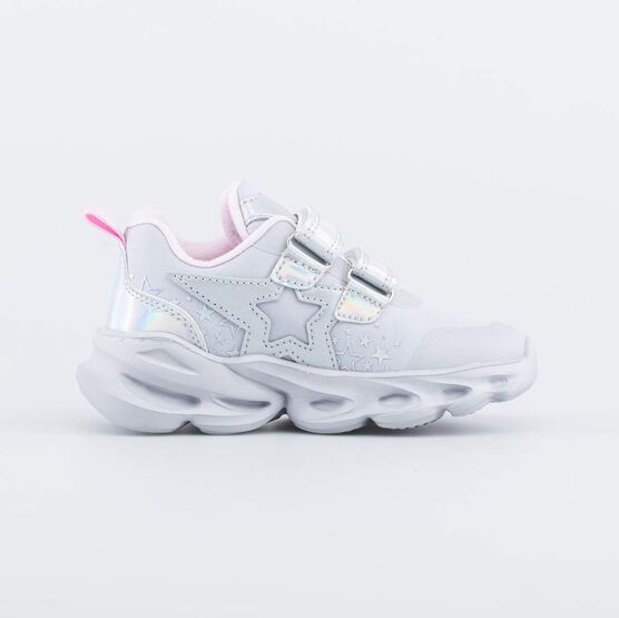 344403-71 Кроссовки из материала SoftShell с LED-подсветкой для девочки серебрист. фото №2
