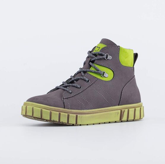552282-32 Утепленные ботинки для мальчика серый для мальчики серый + салатовый