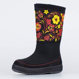 867115-41 Женские валенки с принтом Хохлома для девочки черный