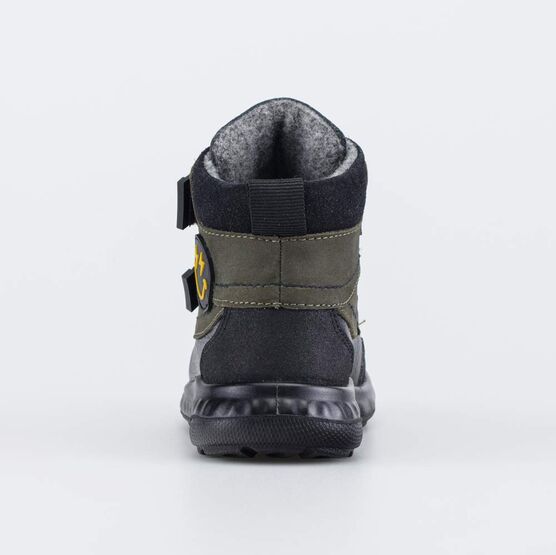 052162-34 Кожаные утепленные ботинки Первые шаги Смайл для мальчики оливковый + черный фото №5