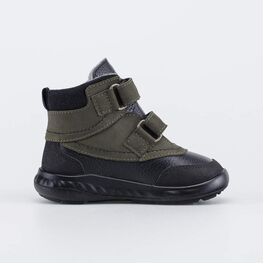 152391-37 Кожаные утепленные ботинки Смайл для мальчики оливковый + черный фото №2