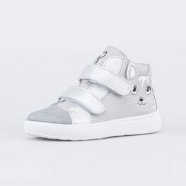 152367-22 Кожаные ботинки на липучках Котенок для девочки серый