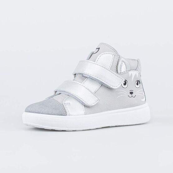 352382-22 Кожаные ботинки на липучках Котенок для девочки серый