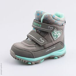 454982-43 Мембранные ботинки с LED-подсветкой для девочки сер-бир
