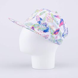 07809028-40 Кепка-бейсболка с прямым козырьком Тропики для девочки белый фото №2