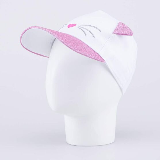 07809040-40 Кепка-бейсболка с ушками для девочки для девочки белый + розовый