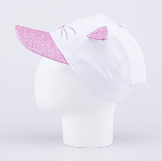 07809040-40 Кепка-бейсболка с ушками для девочки для девочки белый + розовый фото №2