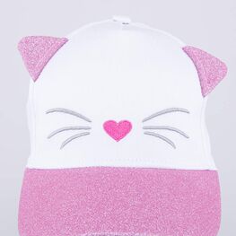 07809040-40 Кепка-бейсболка с ушками для девочки для девочки белый + розовый фото №3