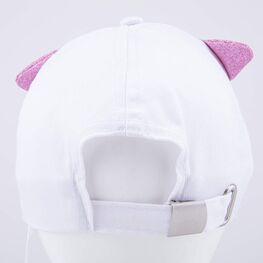 07809040-40 Кепка-бейсболка с ушками для девочки для девочки белый + розовый фото №4