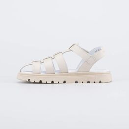 522184-23 Кожаные босоножки на липучке бежевый для девочки бежевый фото №2